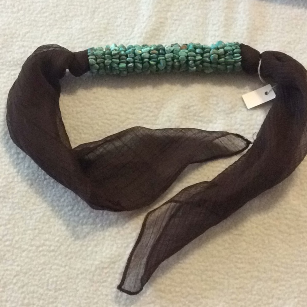Turquoise scarf necklace